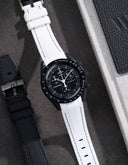 Curved Vertech Rubber Strap - White & Black Stitches - OM Luxury